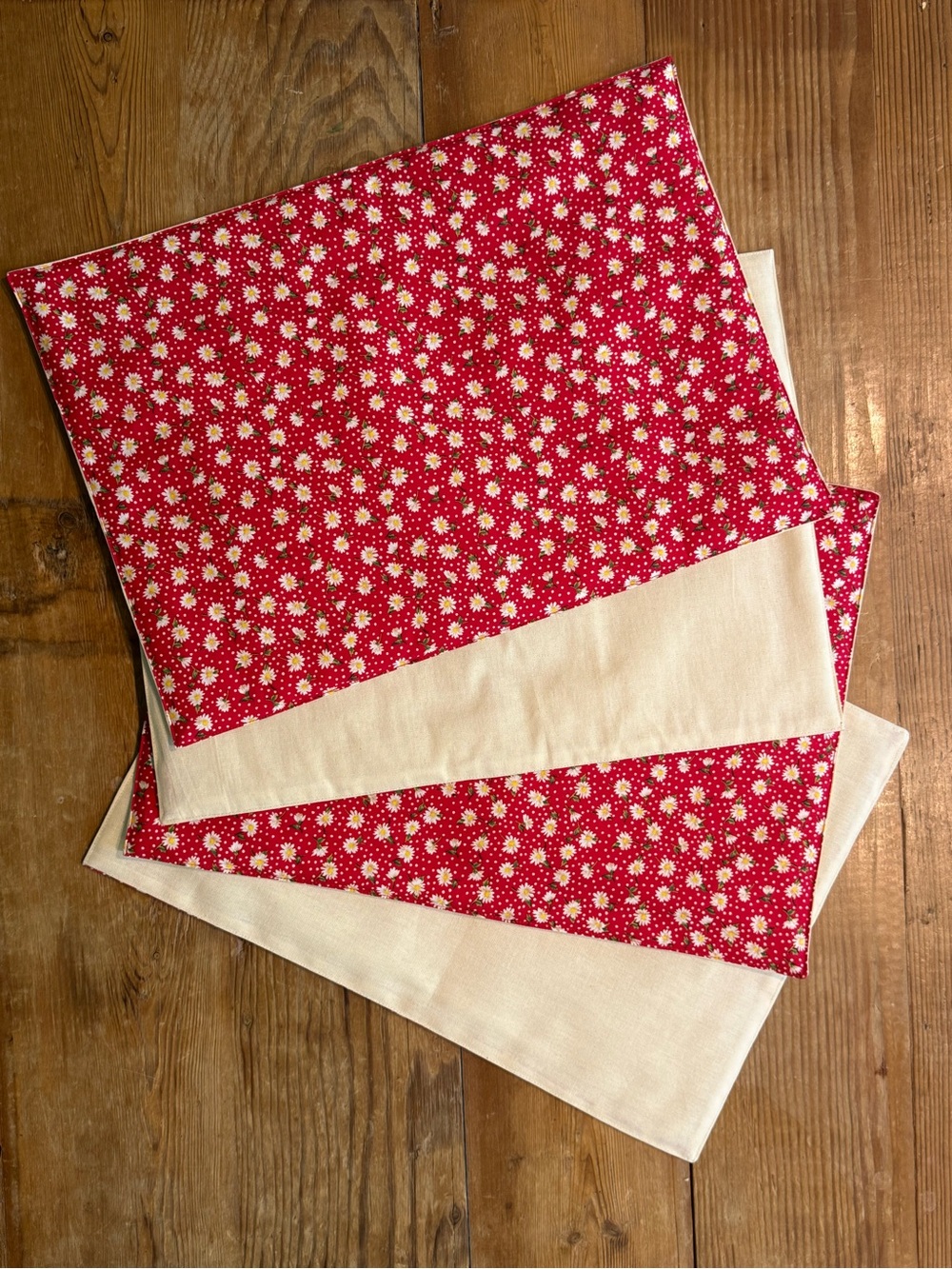 Handmade Daisy Print Placemats Set of 4 Cottagecore Farmhouse - Picture 5 of 9